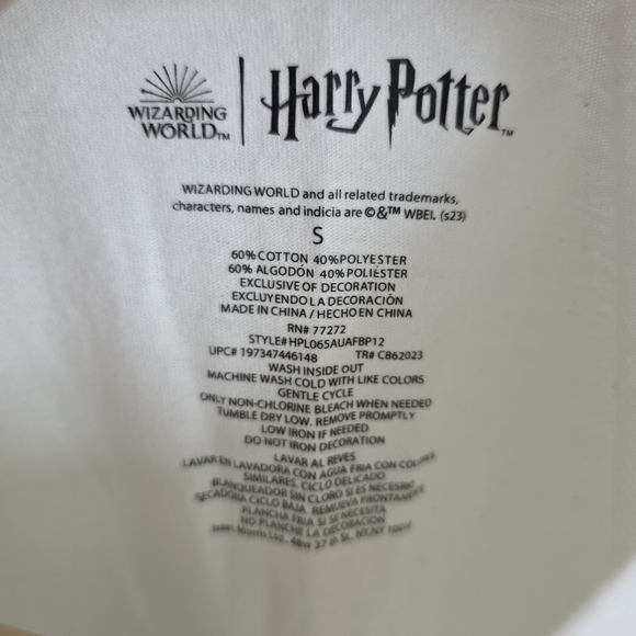 Harry Potter Womens The Deathly Hallows T Shirt Cream Teal Multicolor Size S - Picture 3 of 4